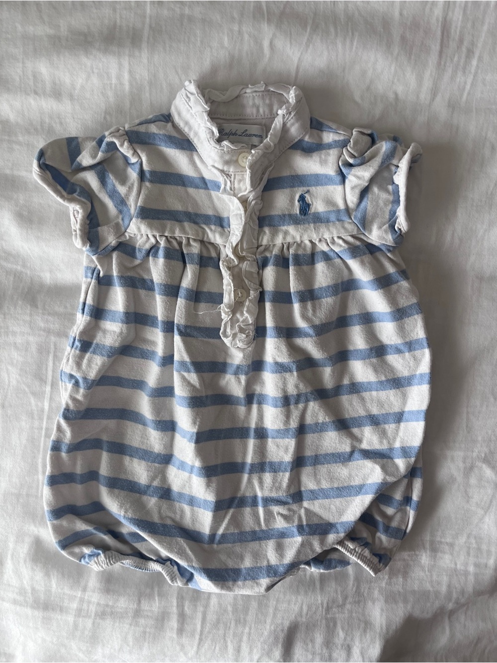 Ralph Lauren Vintage Blue White Striped Onesie 6mos